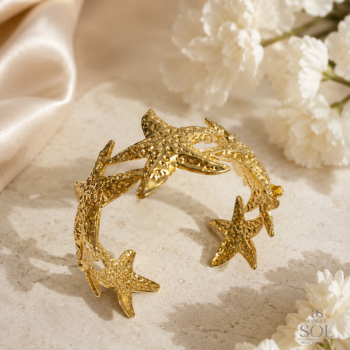 Sol Star Cuff - Premium Gold Statement Bracelet