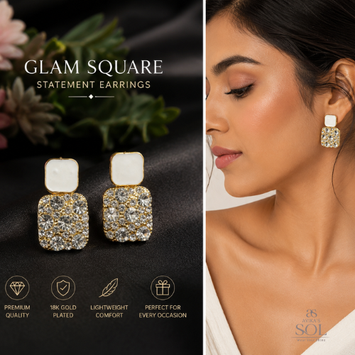 Glam Square Earrings