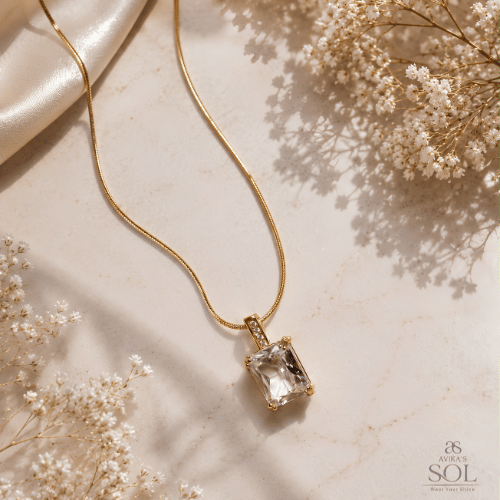 Celeste Crystal Pendant Necklace – Premium Gold Finish